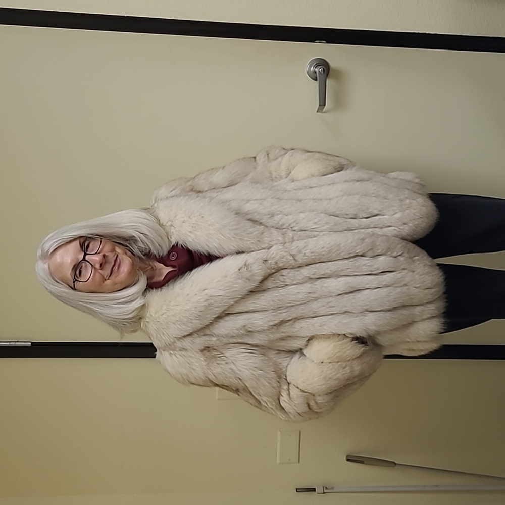Chloe White Silver Fox Fur Jacket Size Medium